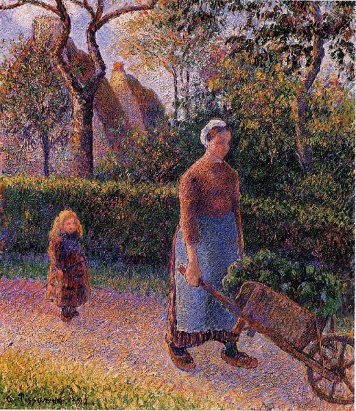 Woman With A Wheelbarrow by Camille Pissarro