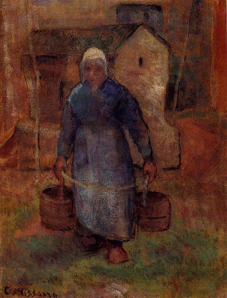 Woman With Buckets by Camille Pissarro Oil Painting Reproductions
