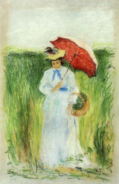 Young Woman With An Umbrella by Camille Pissarro