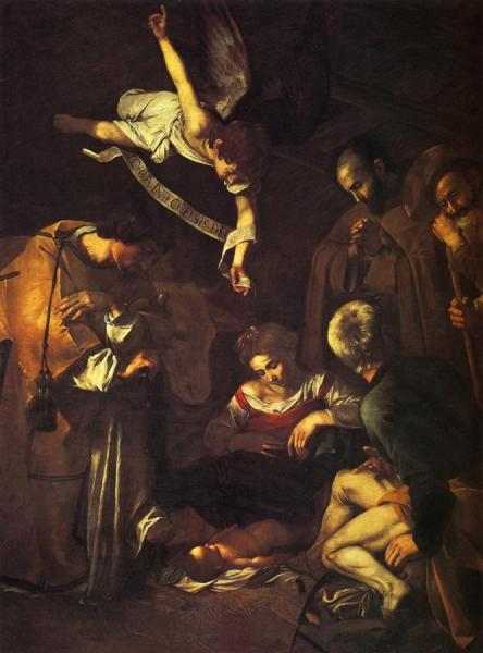 Nativity With Saints Francis And Lawrence by Caravaggio