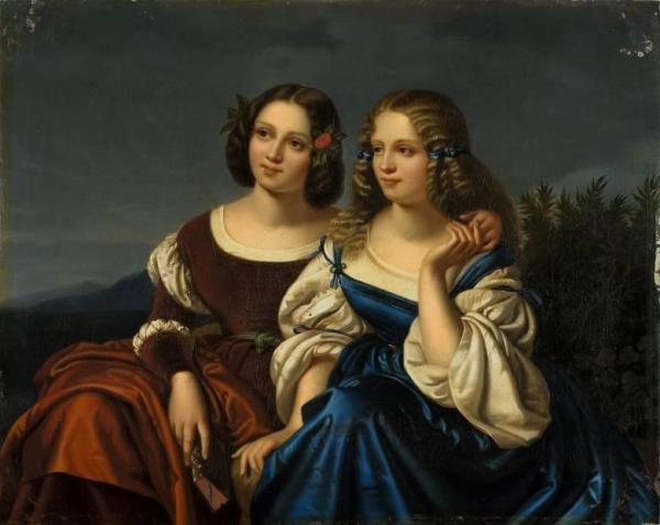 Two Young Ladies In A Landscape by Carl Begas