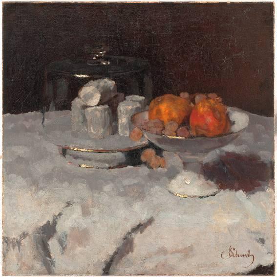 Bell Jar With Grapes And Apples by Carl Eduard Schuch