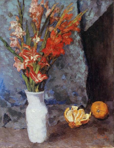Gladioli And Oranges by Carl Eduard Schuch