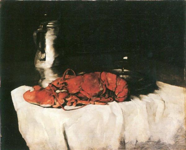Lobster With Pewter Jug And Wineglass by Carl Eduard Schuch