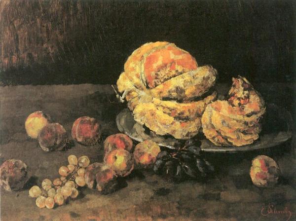 Pumpkin, Peaches And Grapes by Carl Eduard Schuch