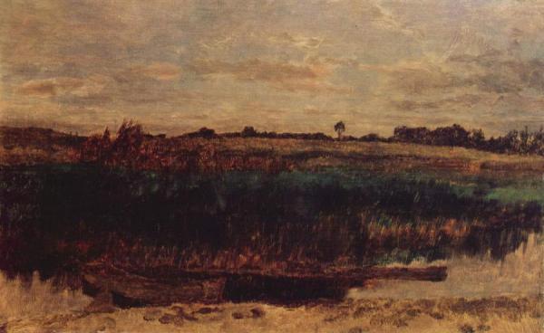 Schilffeld Mit Kahn by Carl Eduard Schuch