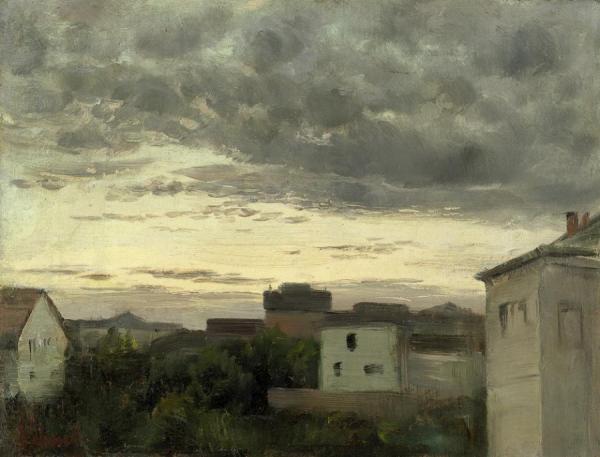 View Of A Town, Evening by Carl Eduard Schuch