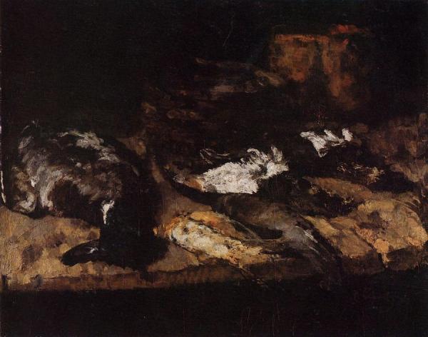 Wild Duck, Small Birds, Basket And Pot by Carl Eduard Schuch