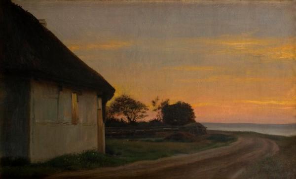Evening Lanscape With A House And Garden By The Sea by Carl Heinrich Bloch