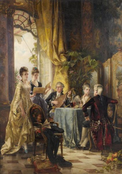 A Musical Evening by Carl Herpfer Oil Painting Reproductions