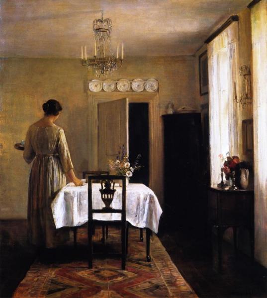 Artist's Wife Setting The Table by Carl Holsoe