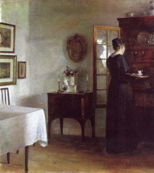 Clearing Away The Tray by Carl Holsoe Oil Painting Reproductions