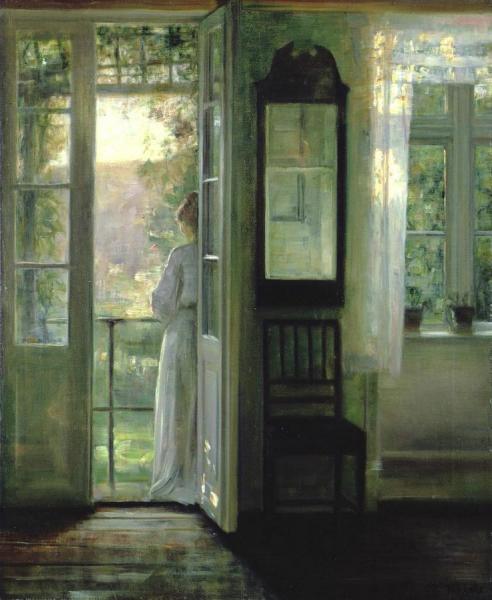 Girl Standing On A Balcony by Carl Holsoe Oil Painting Reproductions