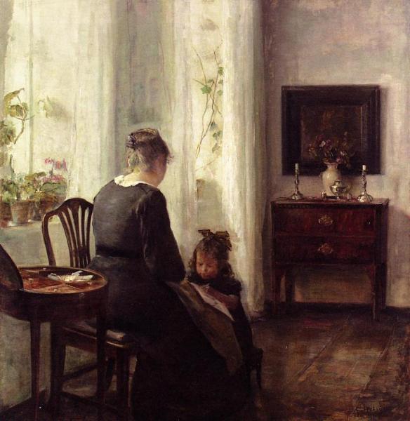 Mother And Child By A Window by Carl Holsoe Oil Painting Reproductions