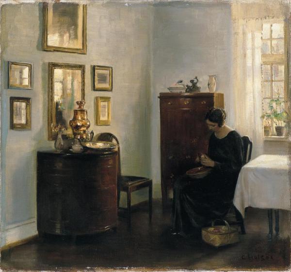 Woman With A Fruit Bowl by Carl Holsoe