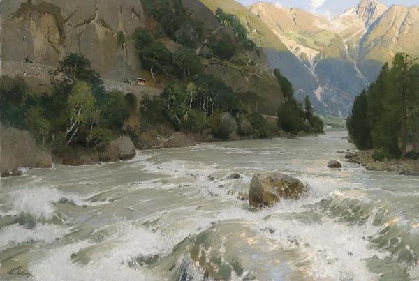 Entry To The Ötzthal Vally In Tyrol by Carl Julius Emil Ludwig