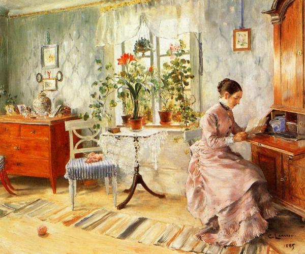 An Interior With A Woman Reading by Carl Larsson