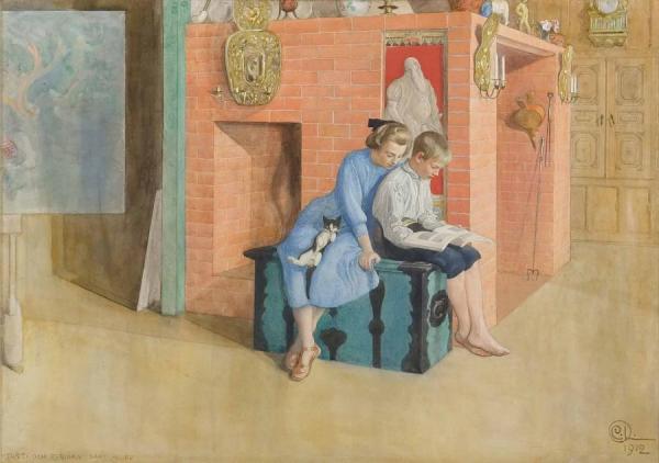 Book For Three by Carl Larsson