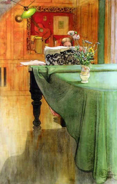 Brita At The Piano by Carl Larsson