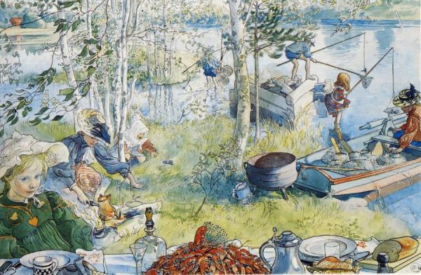 Cray Fishing With The Family by Carl Larsson