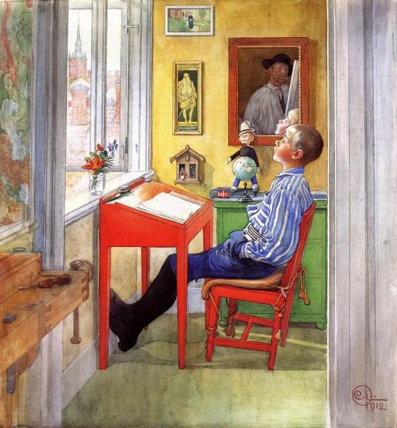 Esbjorn Doing His Homework by Carl Larsson