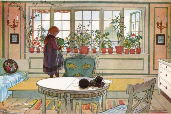 Flowers On The Windowsill by Carl Larsson