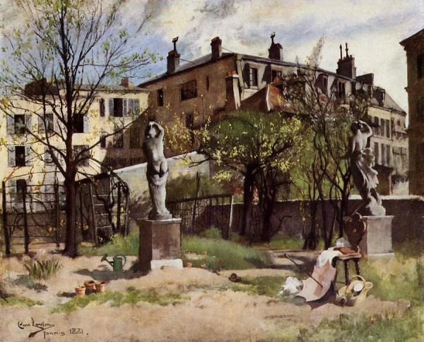 Garden With Sculptures by Carl Larsson