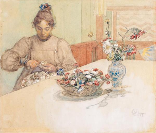 Karin Peeling Apples by Carl Larsson