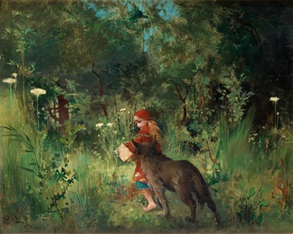 Little Red Riding Hood And The Wolf In The Forest(1881) by Carl Larsson Oil Painting Reproductions