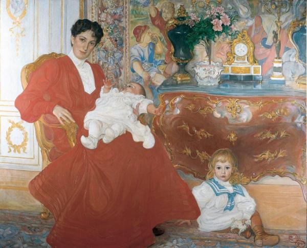 Mrs Dora Lamm And Her Two Eldest Sons by Carl Larsson