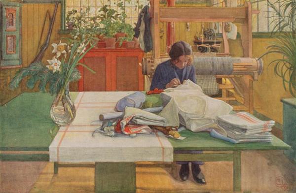 Naaiend Meisje(1911) by Carl Larsson