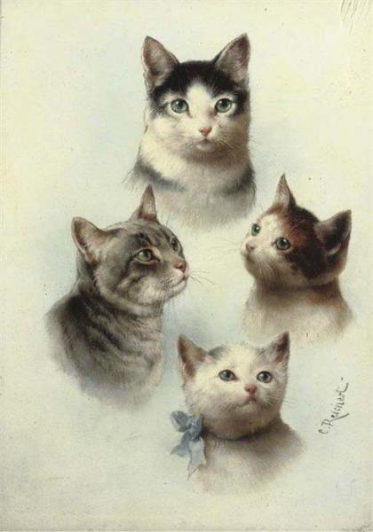 Cute Cats by Carl Reichert Oil Painting Reproductions