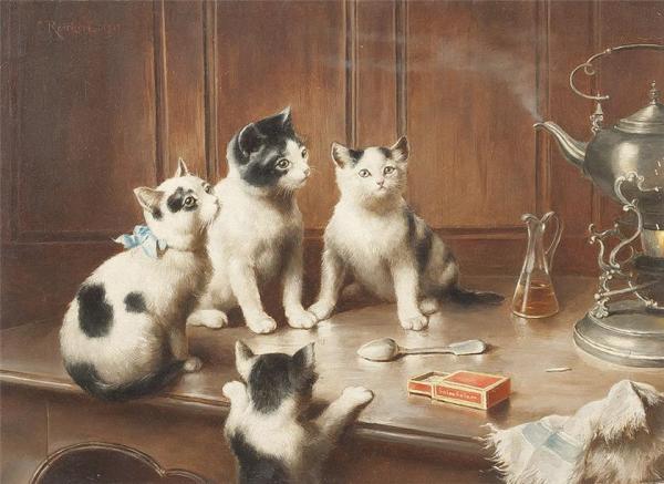 Kittens At Teatime by Carl Reichert