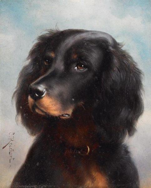 Portrait Of A Dog by Carl Reichert Oil Painting Reproductions