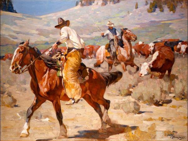 Throwing A Steer by Carl Rungius