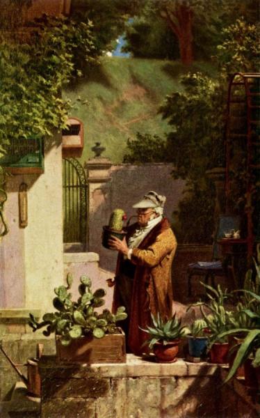 The Cactus Lover by Carl Spitzweg Oil Painting Reproductions