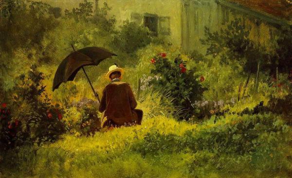 The Painter In The Garden by Carl Spitzweg