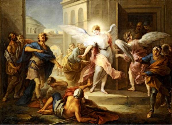 The Blinding Of The Inhabitants Of Sodom by Carle Van Loo