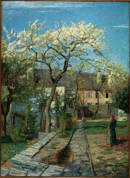 Cherry Tree In Blossom by Carlo Fornara
