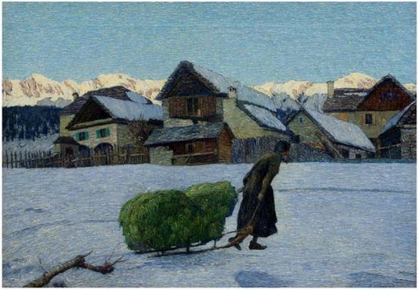 The Last Rays Of The Sun by Carlo Fornara Oil Painting Reproductions