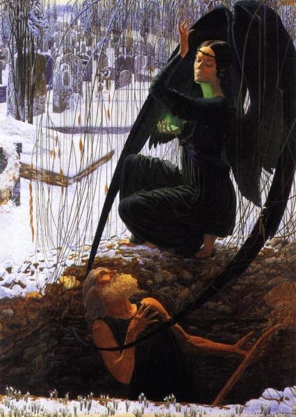 The Grave Digger's Death by Carlos Schwabe Oil Painting Reproductions