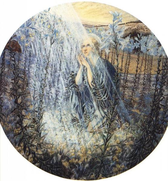 The Virgin Of The Lilies by Carlos Schwabe