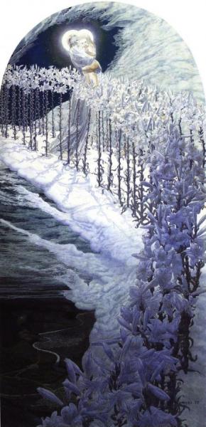 The Virgin Of The Lilies by Carlos Schwabe