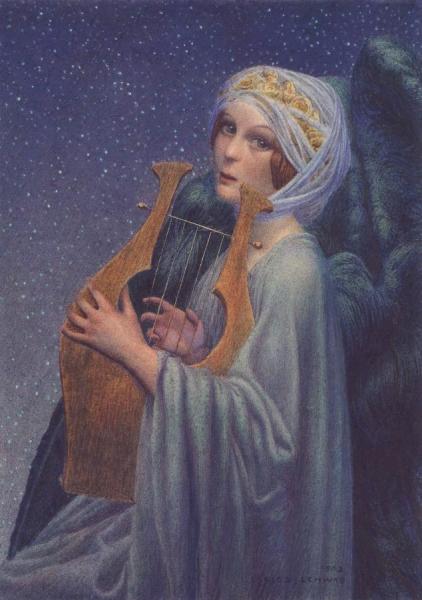 Woman With Lyre by Carlos Schwabe Oil Painting Reproductions