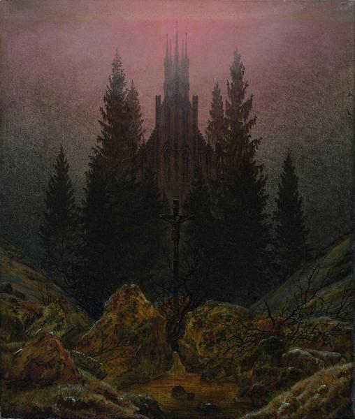 Caspar David Friedrich Cross And Cathedral In The Mountains