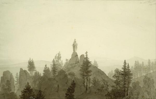 Statue Of The Madonna In The Mountains by Caspar David Friedrich