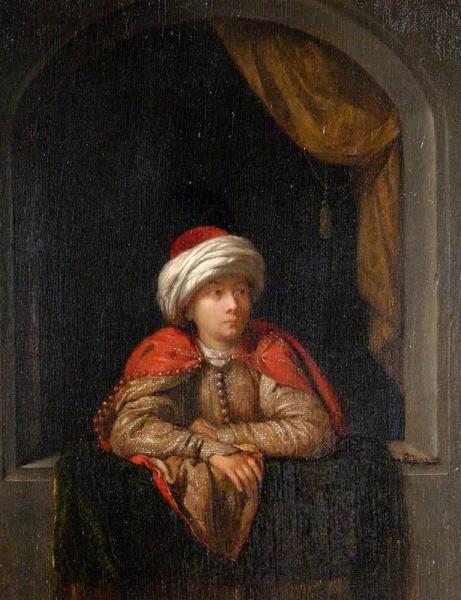 A Young Turk by Caspar Netscher Oil Painting Reproductions