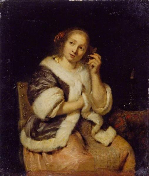 Lady With A Watch by Caspar Netscher