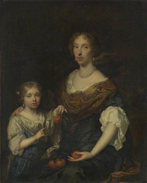 Portrait Of A Lady And A Girl by Caspar Netscher