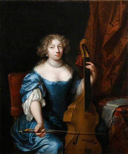 Caspar Netscher Portrait Of A Lady Playing A Viola Da Gamba